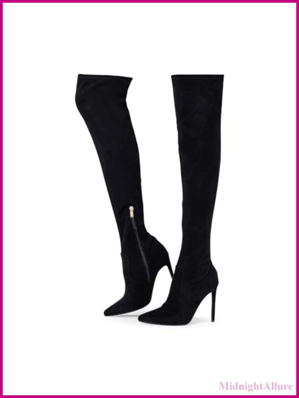 Women's Over the Knee Stiletto Boots Stretch Suede Pointed Toe 4.3 Inch Heel